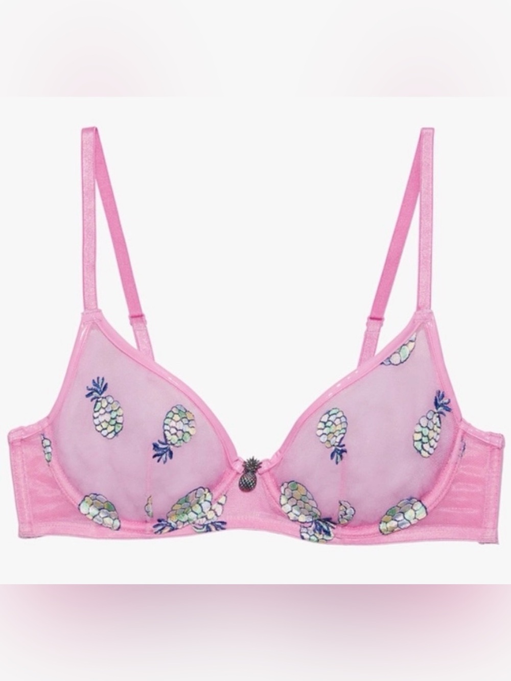 pink Tutti Fruity Embroidered Tulle Unlined Bra by Savage X Fenty,